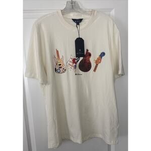 Ben Sherman Smashed Guitar BS24SK465 Men’s Size L Beige Tofu SS T Shirt W/Tags